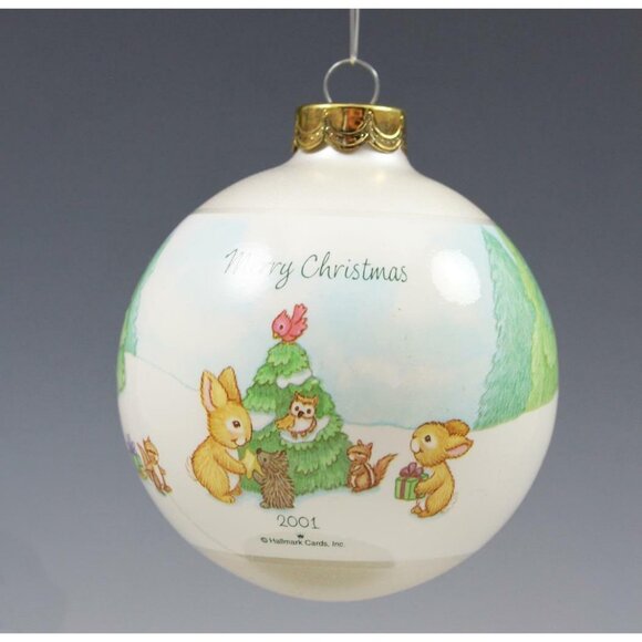 Hallmark KS 2001 Winter Friends Wildlife & Snowmen Glass Ball Christmas Ornament - Picture 3 of 8